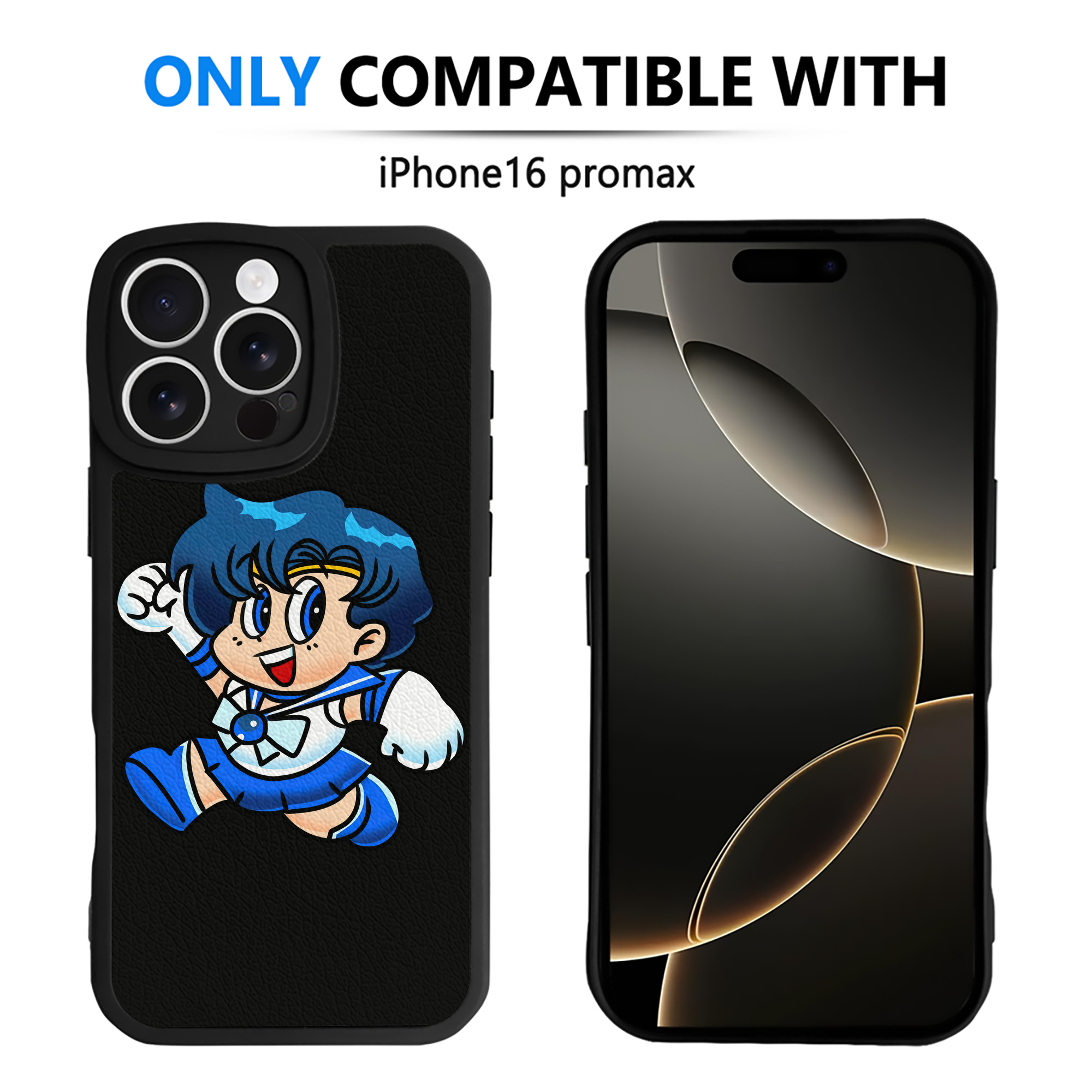 （画像用） 美少女戦士セーラームーン 水野 亜美 みずの あみ Sailor Moon Mizuno Ami 【iPhone 16シリーズ対応】シリコンスマホケース（レザー調） 材質：シリコン
